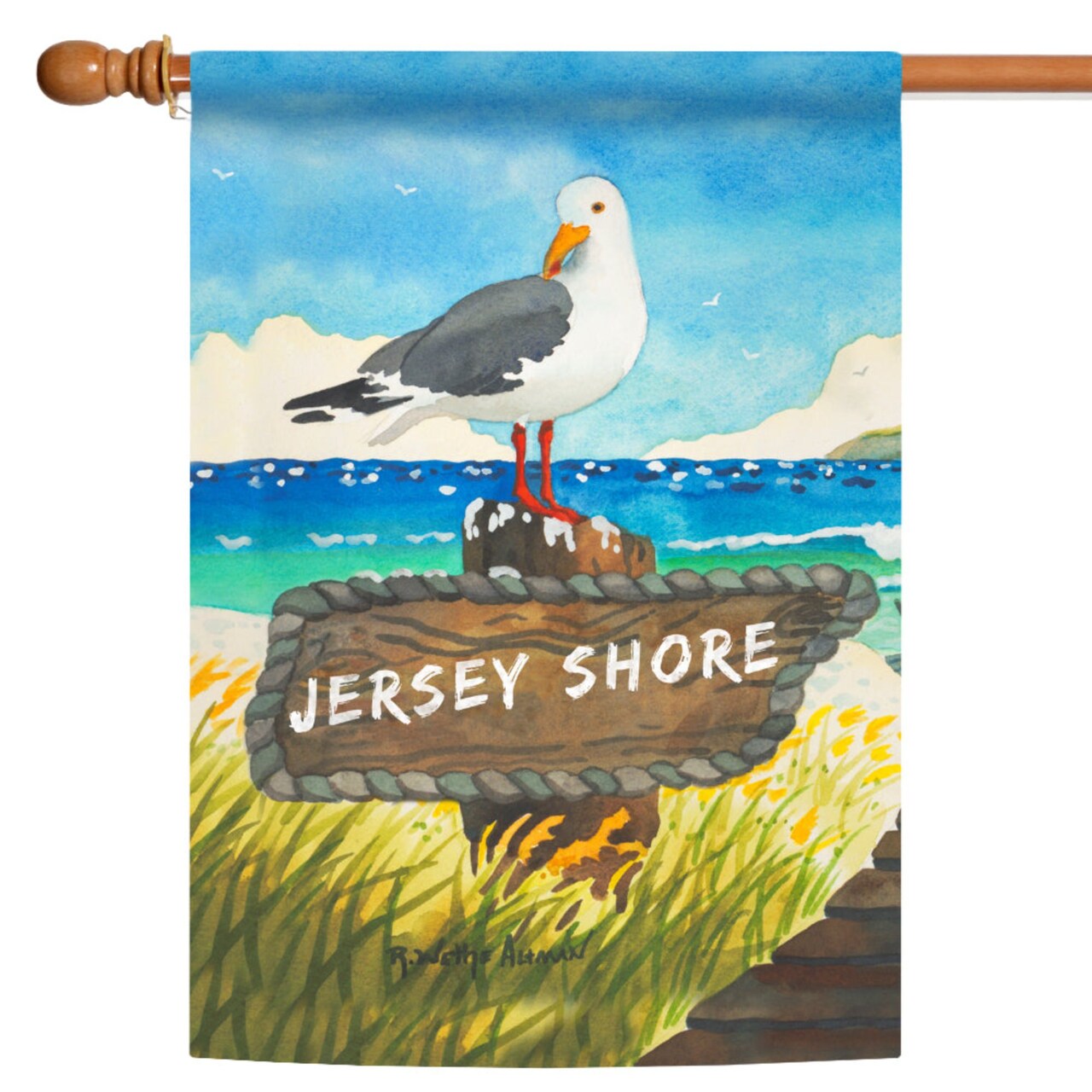 Toland Home Garden Blue and Brown Beach Bird Outdoor House Flag 40" x 28"